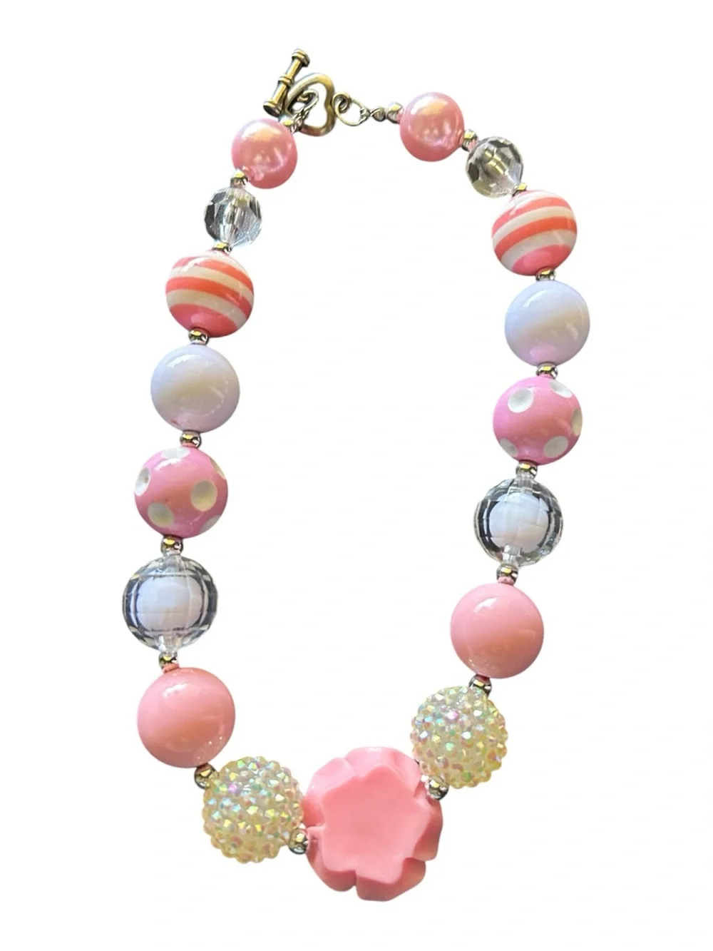 4/$20 Girls Pink Floral Rose Beaded Necklace